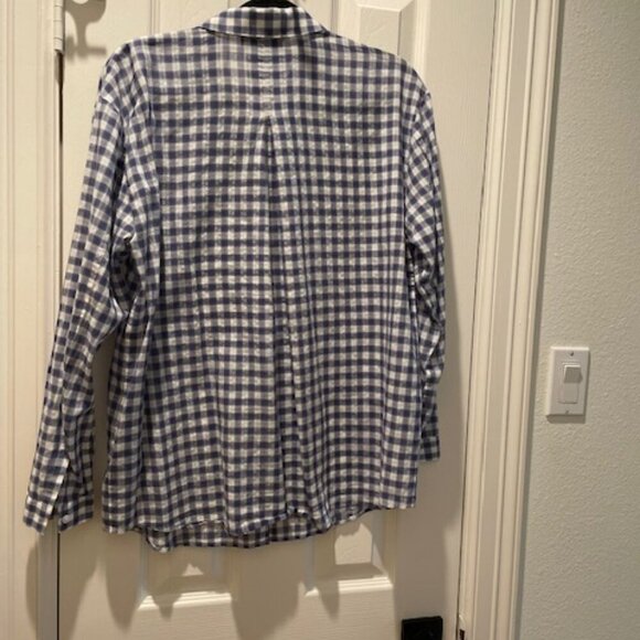 Women's Lafayette 148 Blue and White Cotton Buttondown Size Medium - Picture 2 of 6